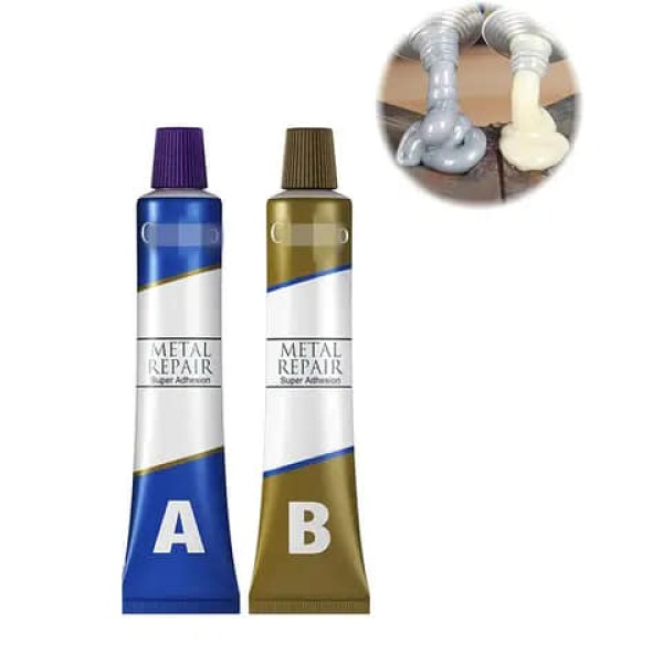 Metal Repair past Heavy Duty for Metal Repairing, Metal Pro Metal Repair Gel, Permanent Metal Repair Paste, Magic Welding Glue for Metal, Industrial Heat Resistance Cold Weld Metal Repair Paste Resistant Glue Set of 2 Tubes (100g)